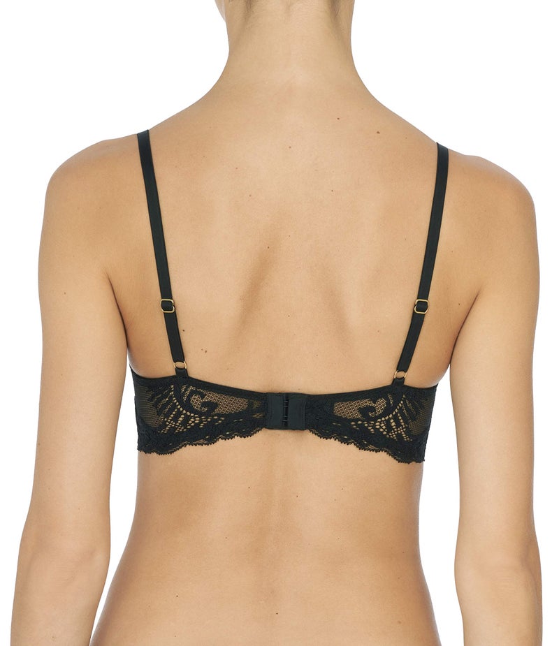 Natori Womens Feathers Contour Plunge Bra, Black, 34C - Image 2